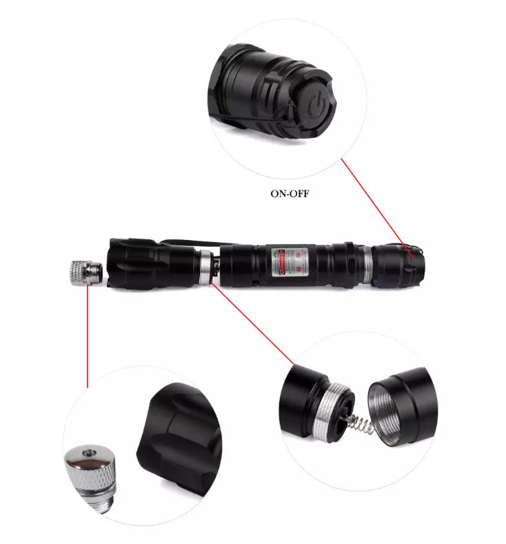 Rechargeable Laser Pointer Pen with Long Range and Built-in Torch