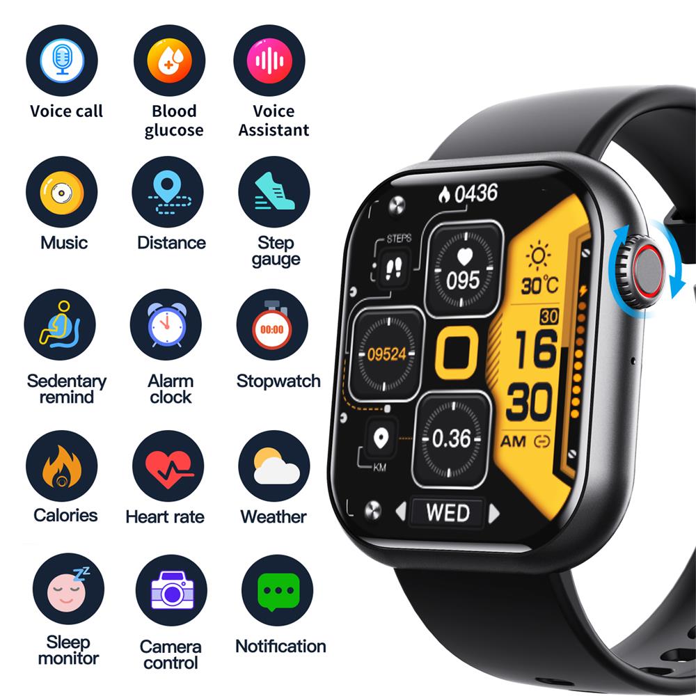 Square Smartwatch  Blood Pressure Heart Rate Tracker