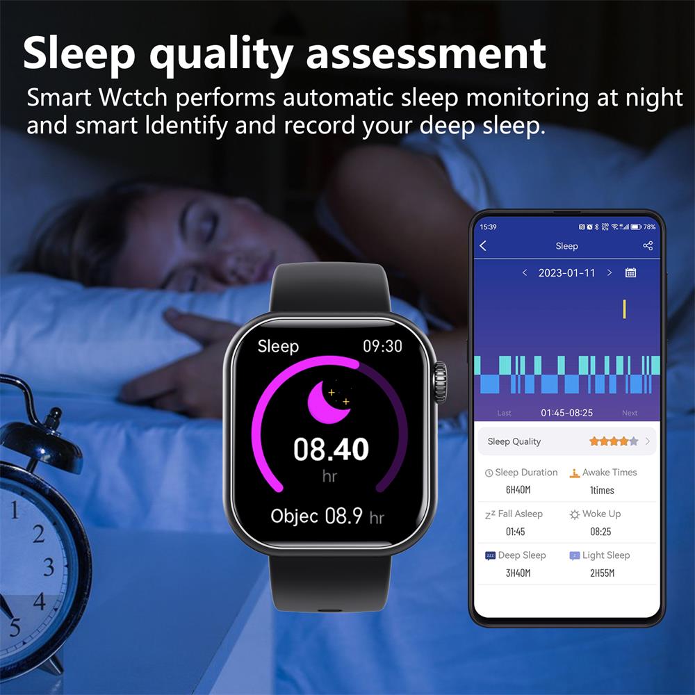 Square Smartwatch  Blood Pressure Heart Rate Tracker