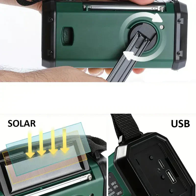 Solar Emergency Radio Power Bank with LED Flashlight Portable Device