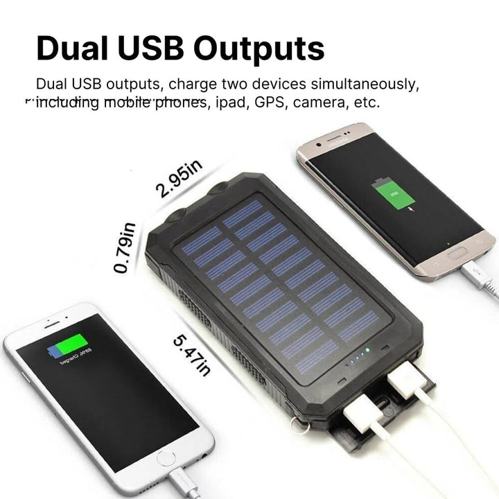 Portable Solar Power Bank Charger Waterproof Solar Panel Battery Pack
