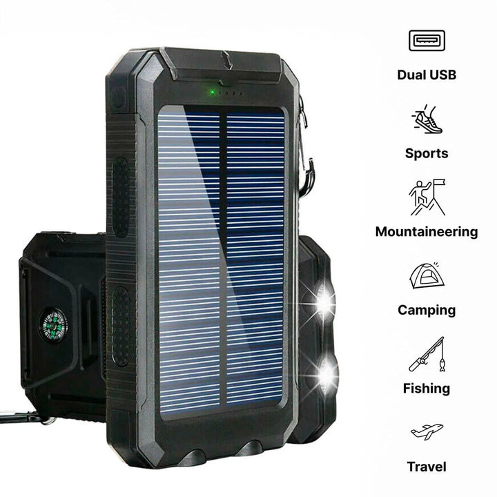 Portable Solar Power Bank Charger Waterproof Solar Panel Battery Pack