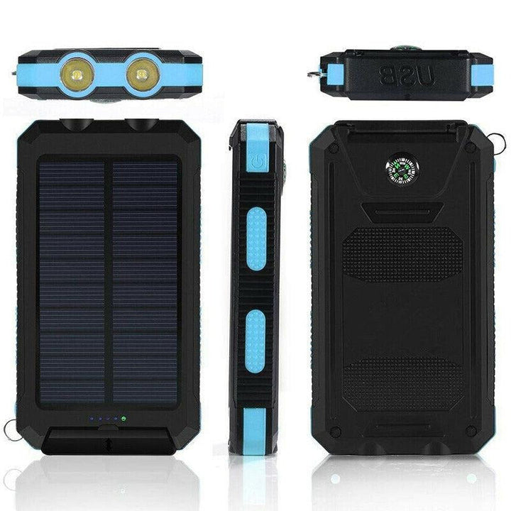 Portable Solar Power Bank Charger Waterproof Solar Panel Battery Pack