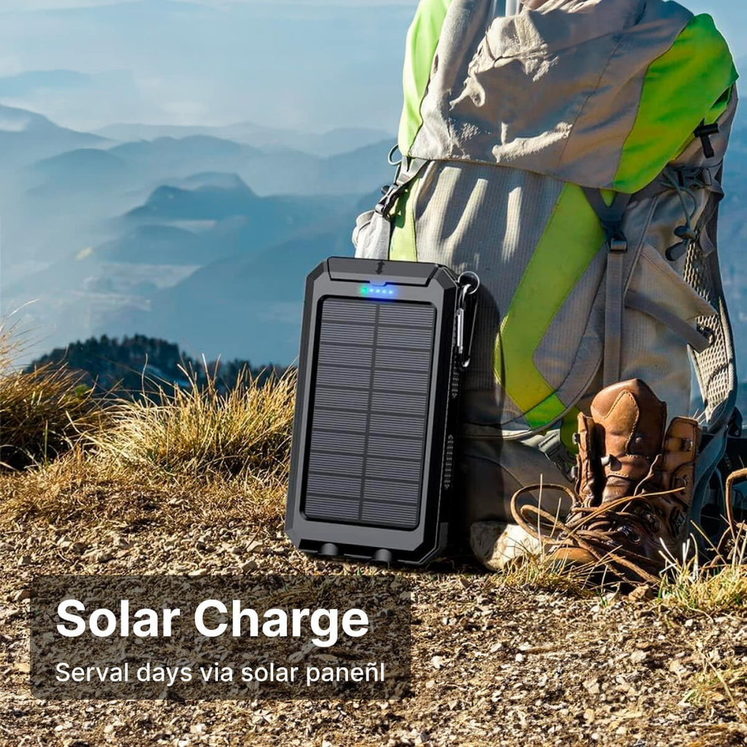 Portable Solar Power Bank Charger Waterproof Solar Panel Battery Pack