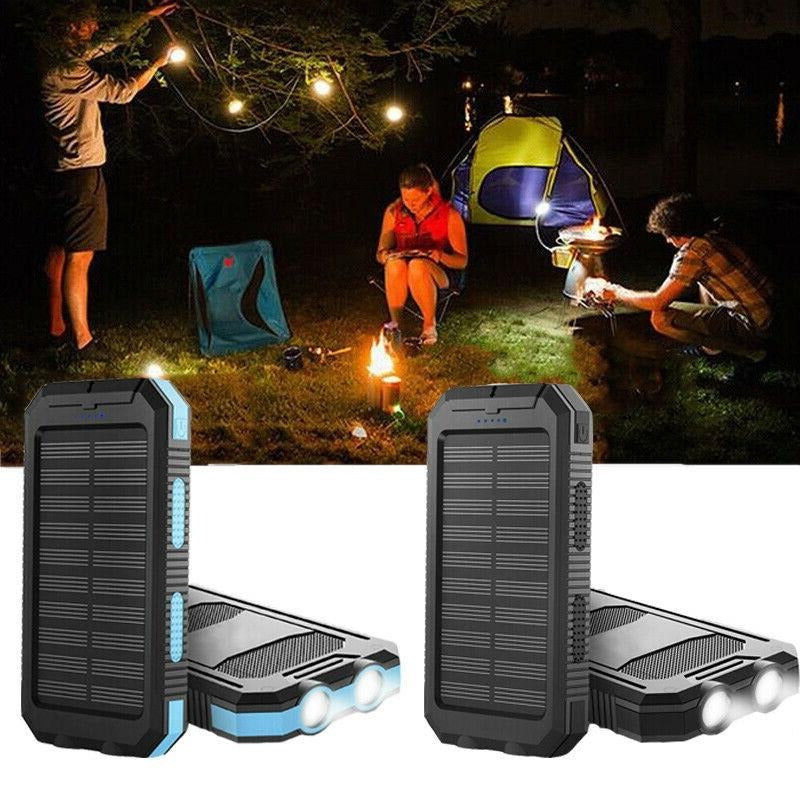 Portable Solar Power Bank Charger Waterproof Solar Panel Battery Pack