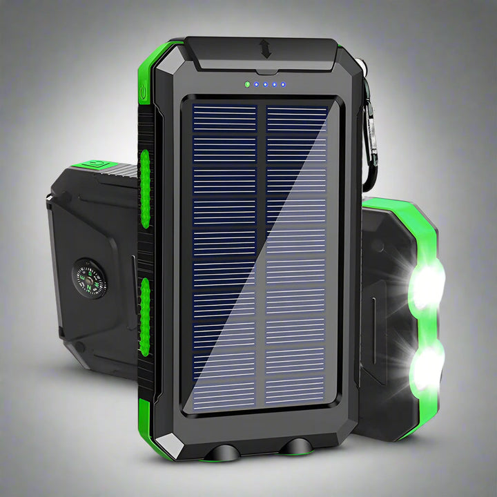 Solar Power Bank Portable Waterproof Charger with Torch Light