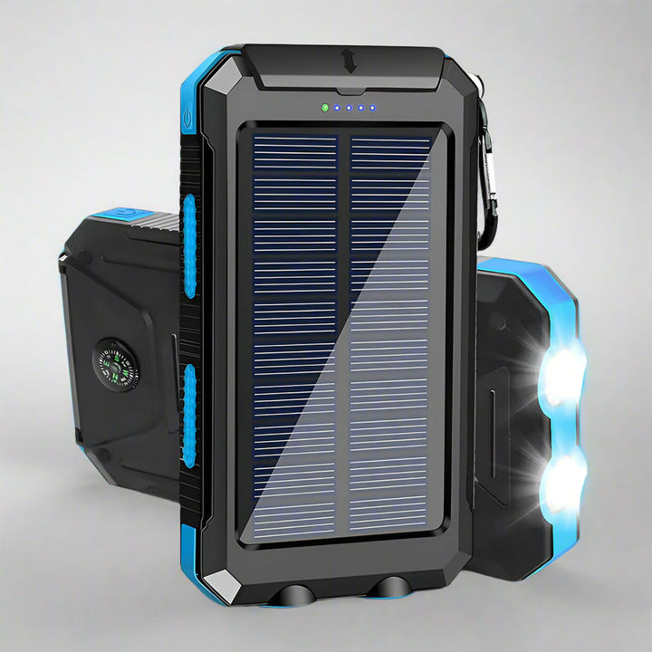 Solar Power Bank Portable Waterproof Charger with Torch Light