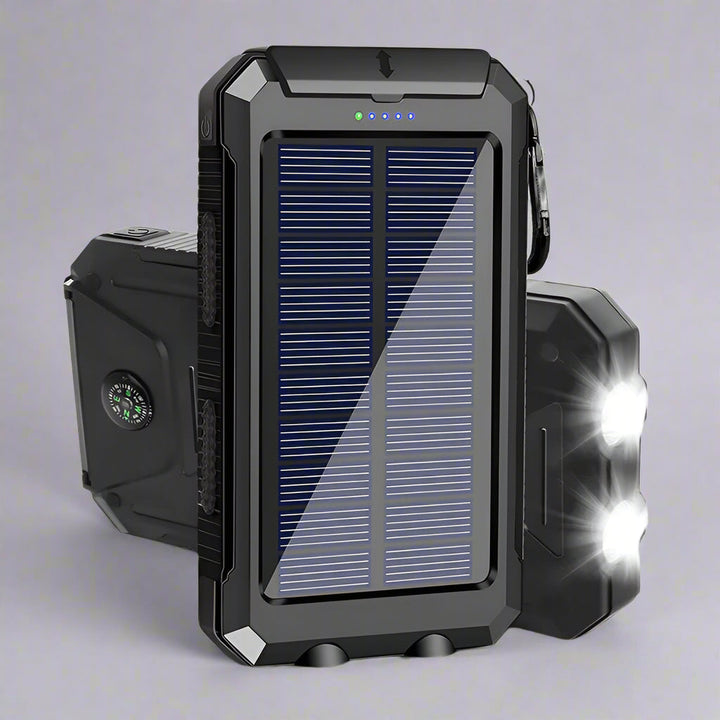 Solar Power Bank Portable Waterproof Charger with Torch Light