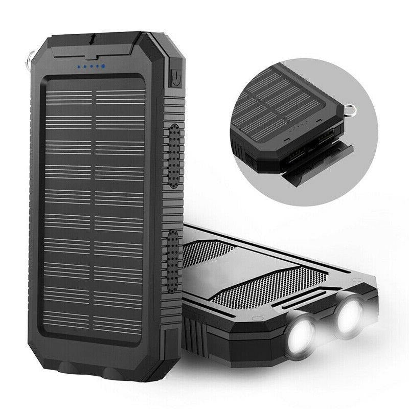 Portable Solar Power Bank Charger Waterproof Solar Panel Battery Pack