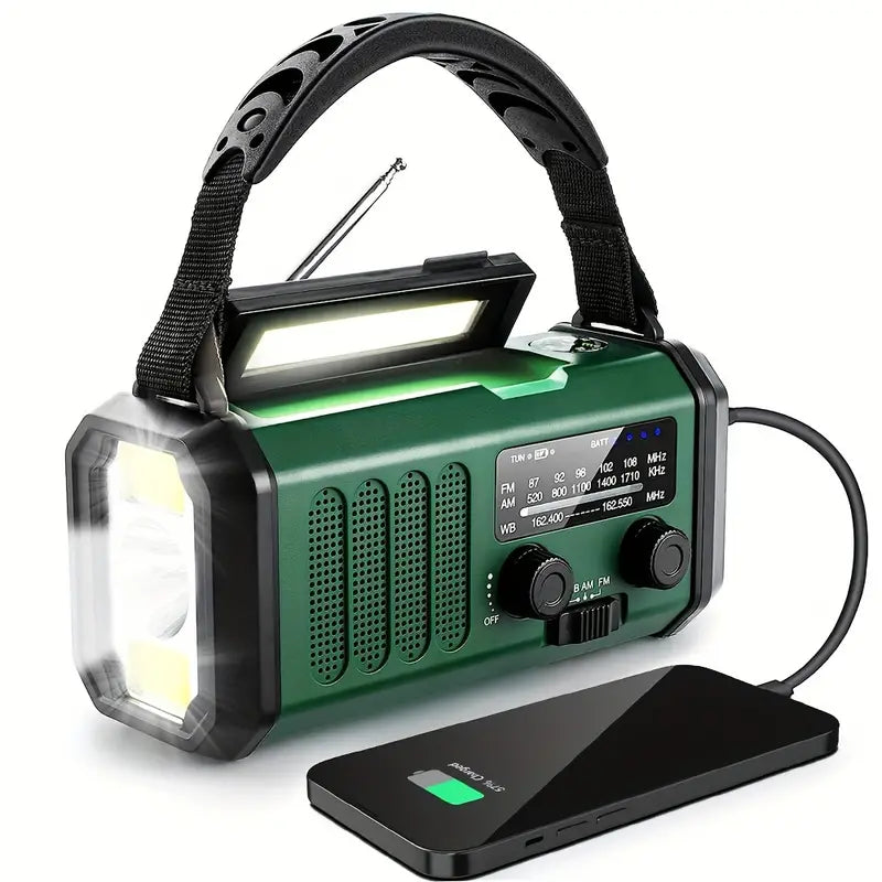 Solar Powered Emergency Radio Flashlight Portable Survival Device
