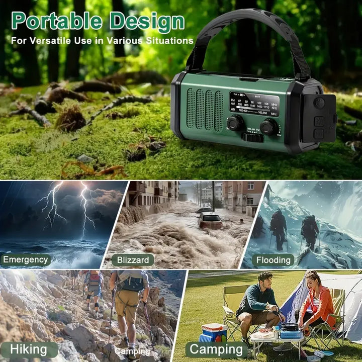Solar Powered Emergency Radio Flashlight Portable Survival Device