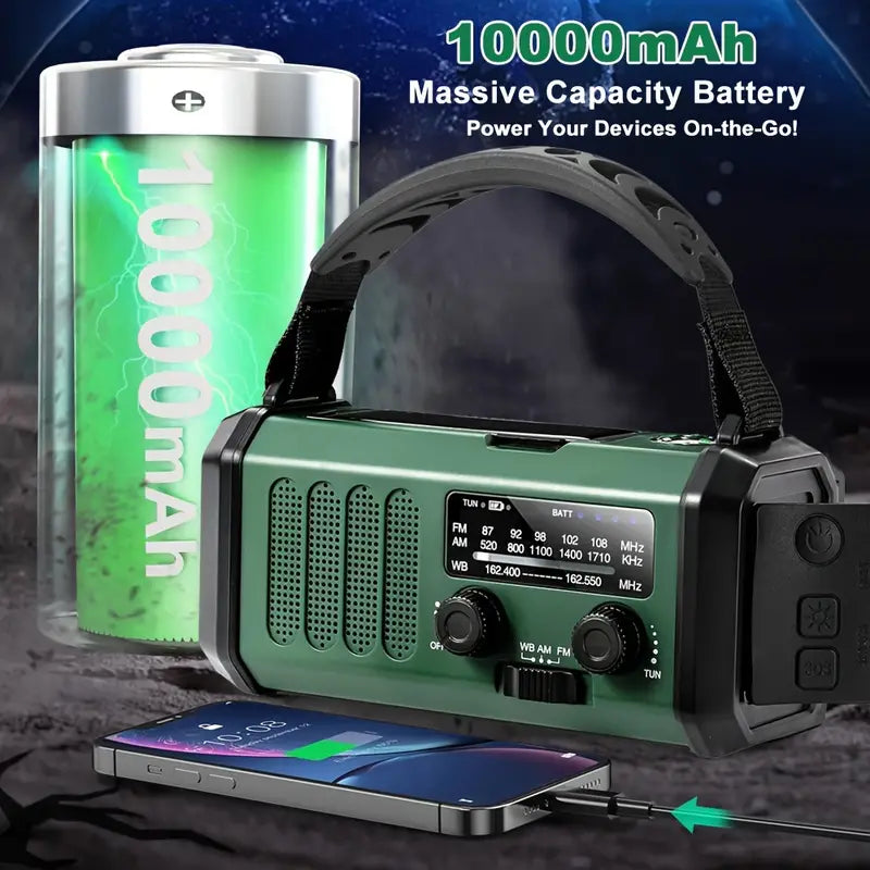 Solar Powered Emergency Radio Flashlight Portable Survival Device