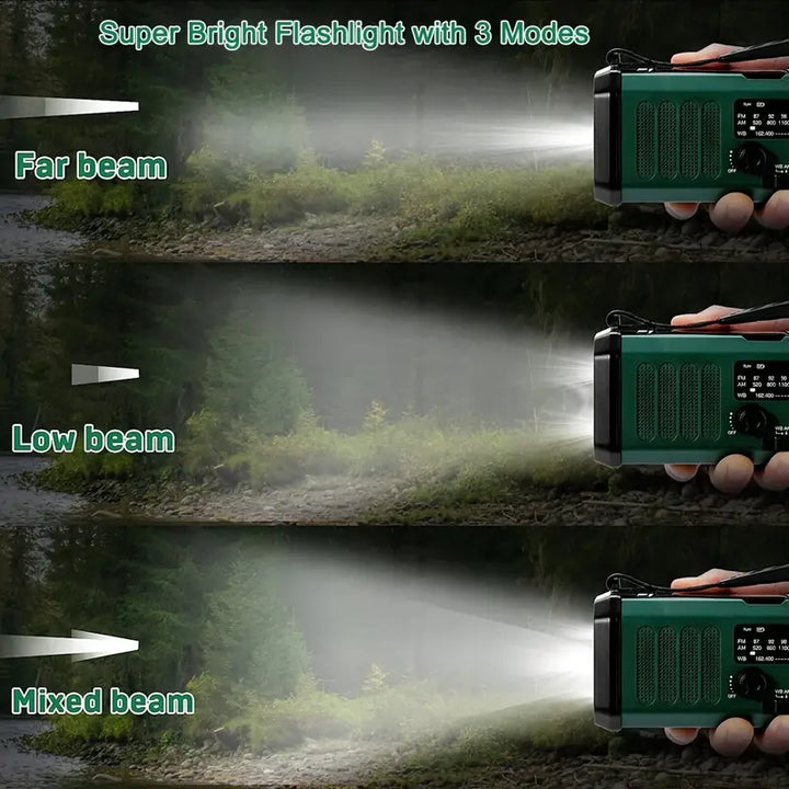 Solar Powered Emergency Radio Flashlight Portable Survival Device