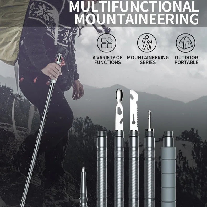 Adjustable Hiking Pole Walking Stick Outdoor Trekking Staff Survival Stick