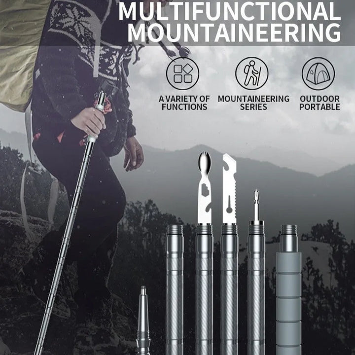 Adjustable Hiking Pole Walking Stick Outdoor Trekking Staff Survival Stick