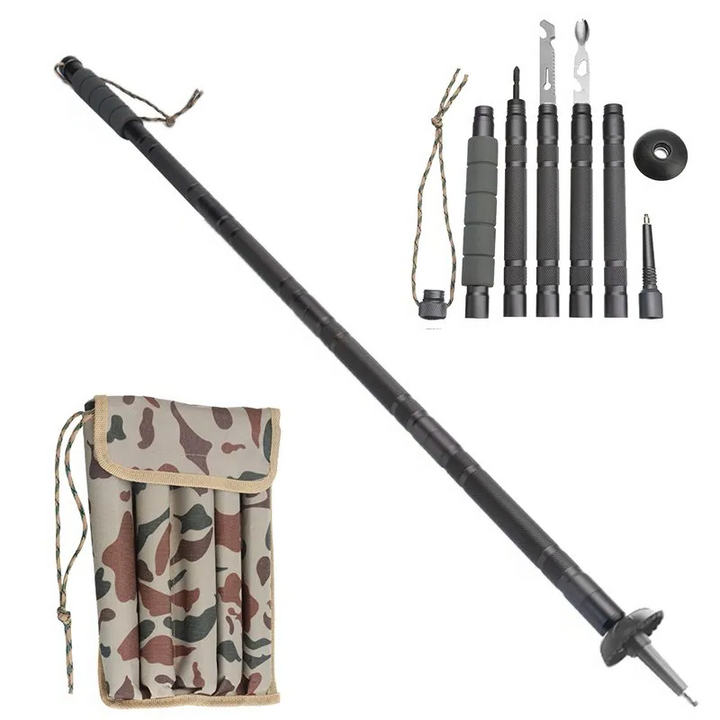 Adjustable Hiking Pole Walking Stick Outdoor Trekking Staff Survival Stick