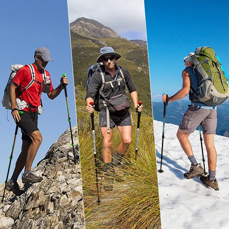 Adjustable Hiking Pole Walking Stick Outdoor Trekking Staff Survival Stick