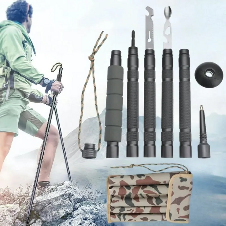 Adjustable Hiking Pole Walking Stick Outdoor Trekking Staff Survival Stick