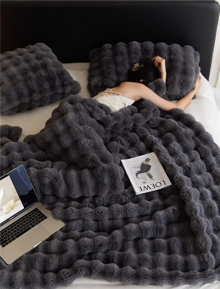 Wool Plush Rectangular Blanket Throw Soft Warm Bedding