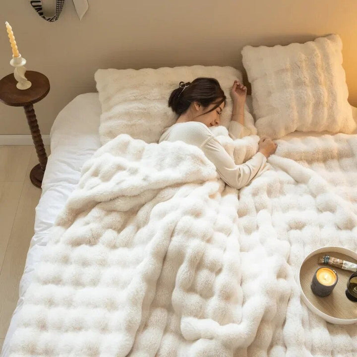 Wool Plush Rectangular Blanket Throw Soft Warm Bedding
