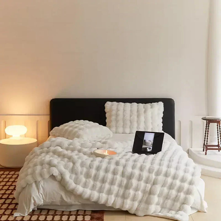 Wool Plush Rectangular Blanket Throw Soft Warm Bedding