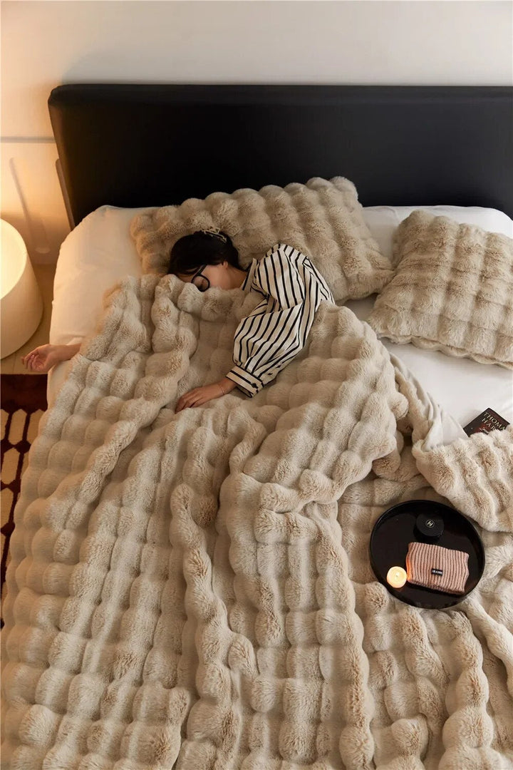 Wool Plush Rectangular Blanket Throw Soft Warm Bedding