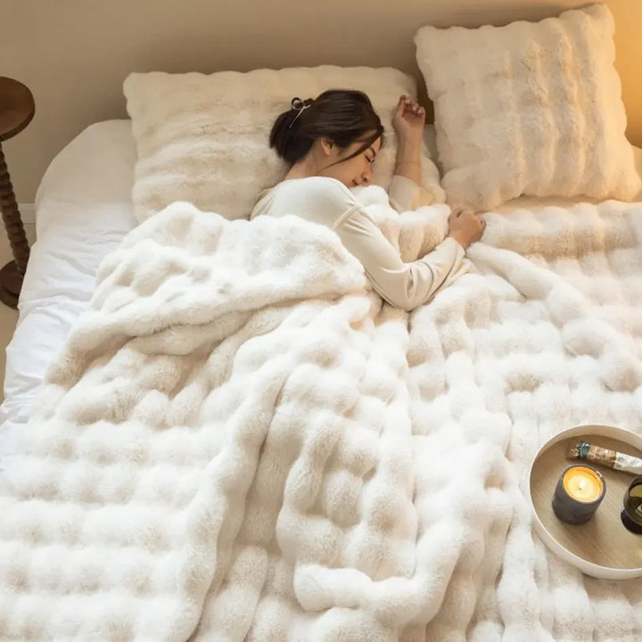 Wool Plush Rectangular Blanket Throw Soft Warm Bedding