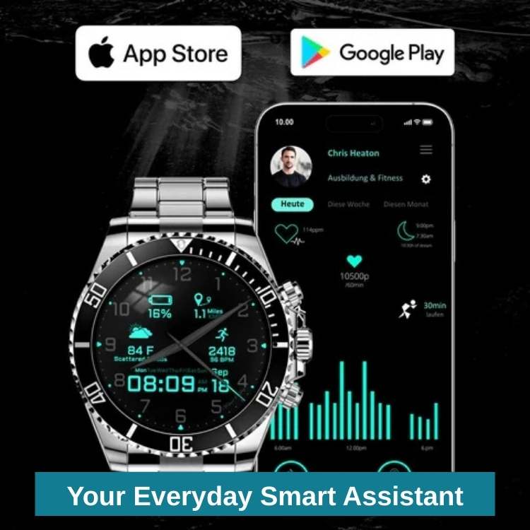 Digital Round Smartwatch Fitness Tracker Military Health Watch