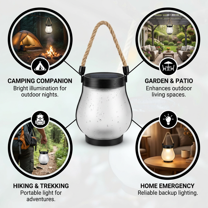 Solar Outdoor Lantern with Flickering Flame LED Light