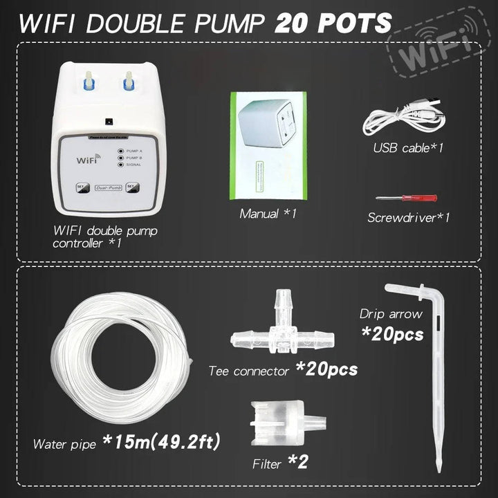WiFi Smart Irrigation Controller Automatic Plant Watering System for 20 Pots