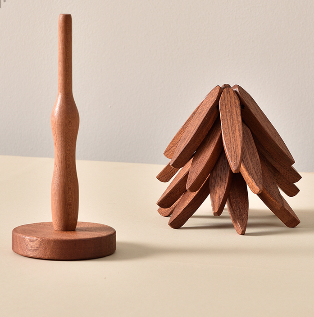 Wood Circular Coasters Set Table Accessories