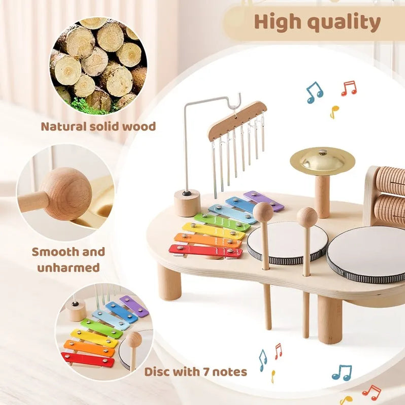 Wooden Music Station Educational Musical Activity Center for Kids Toy