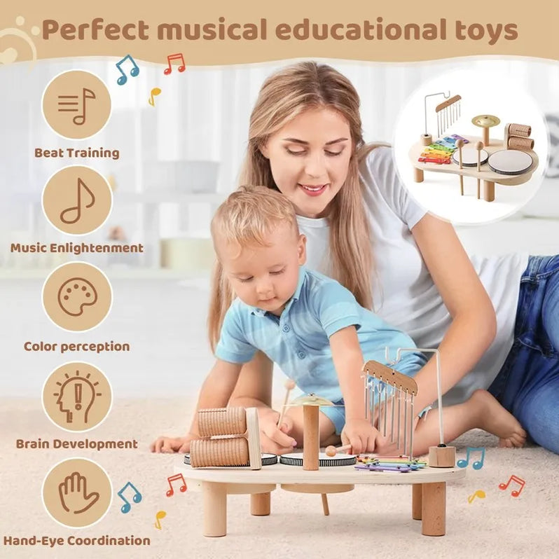 Wooden Music Station Educational Musical Activity Center for Kids Toy