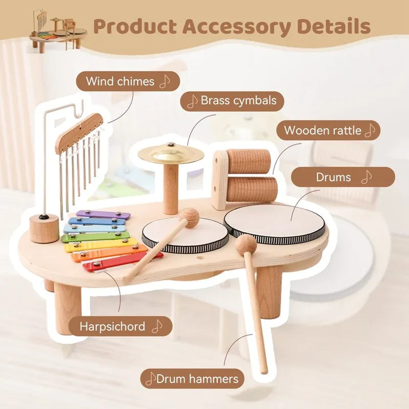 Wooden Music Station Educational Musical Activity Center for Kids Toy
