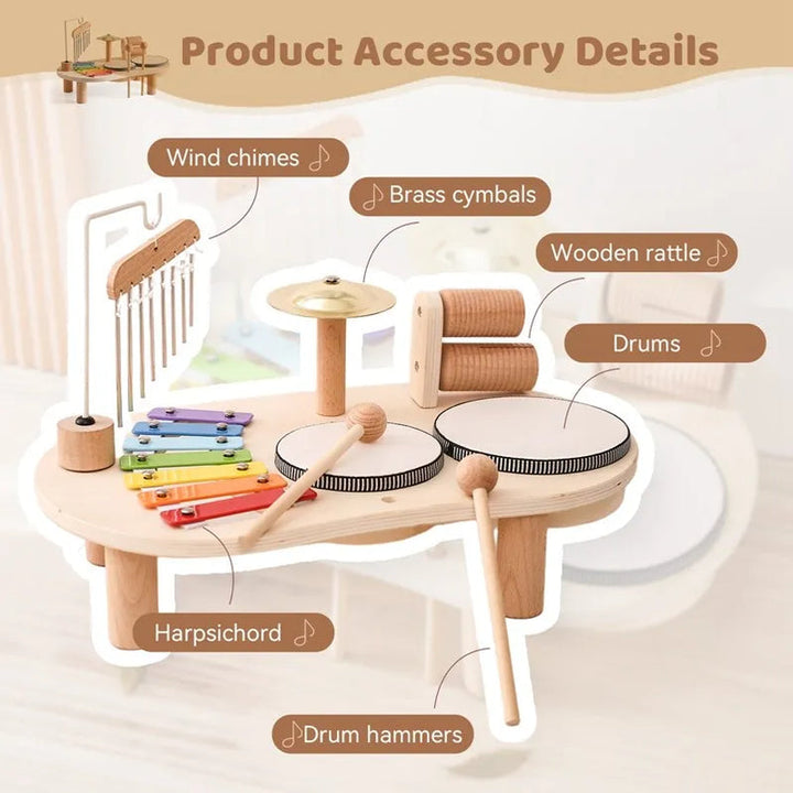 Wooden Music Station Educational Musical Activity Center for Kids Toy